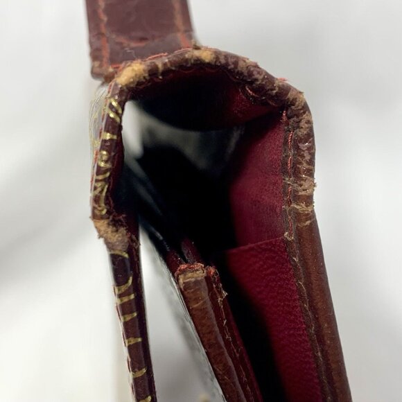 PITTI Italian Mid Century Blood Red Gilt Embossed Leather Clutch Wallet Gorgeous - Picture 13 of 16